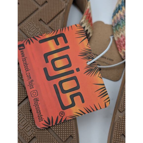 Flojos Juno Waeve Sandals Raffia Strap Multicolor Womens Size US10 - Picture 9 of 10